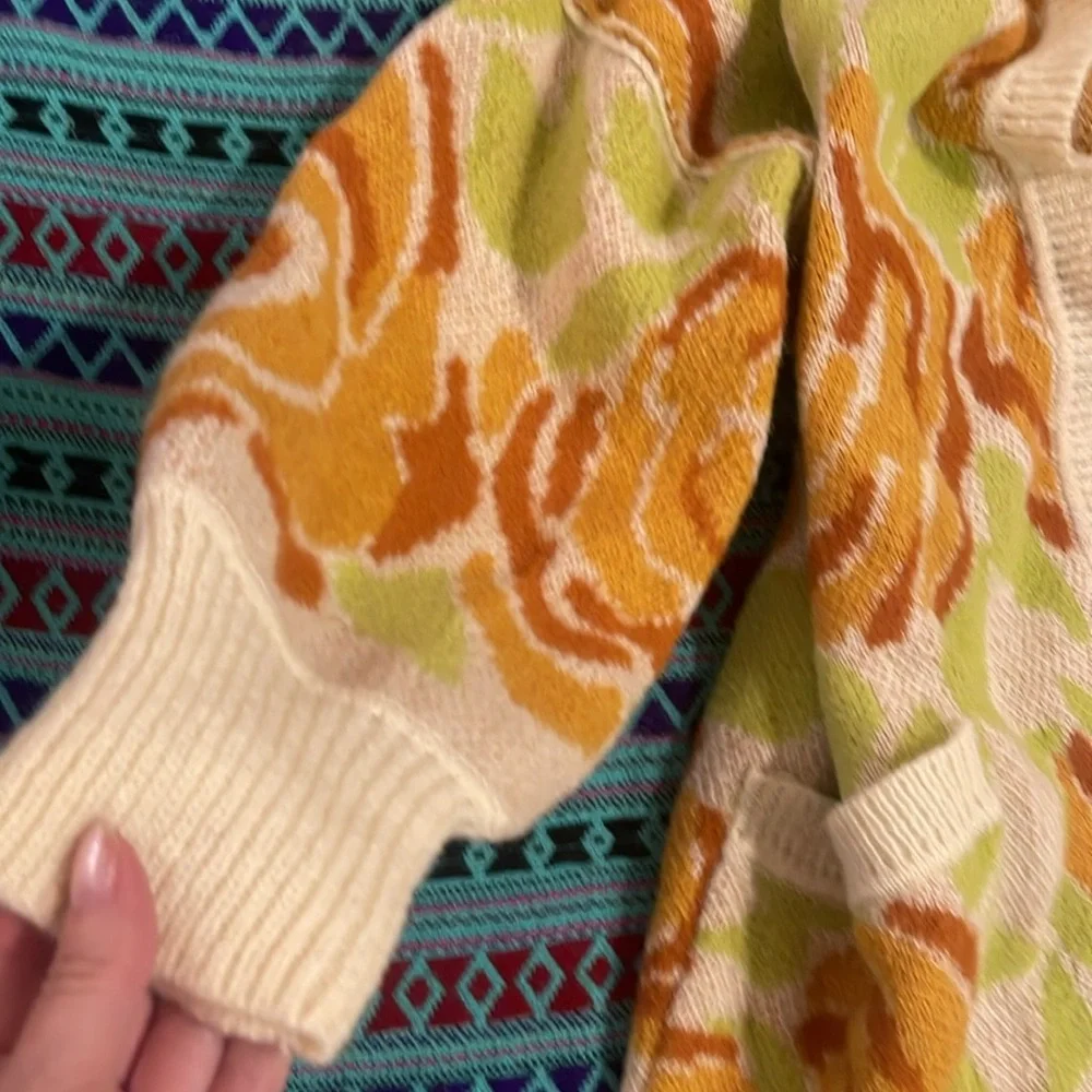 โจBNWT๐ธ Free People BL๐ธ๐ธM Cardigan orange lime combo SOLD OUT! XS OVERSIZED - Picture 5 of 11